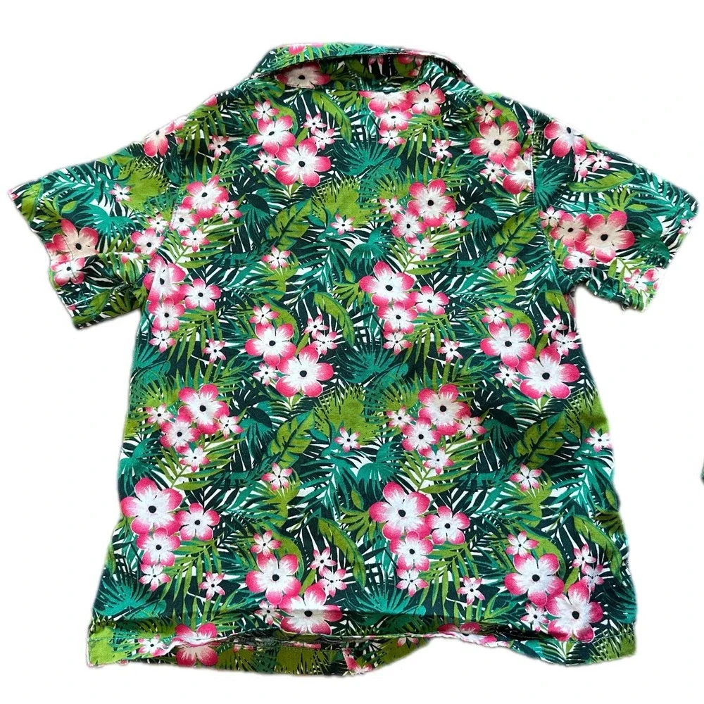 Little Lad Tropical Floral Shirt and Shorts Set Kids 3T Green‎ Pink Excellent